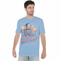 Star Trek Mens Shut Up Wesley T-Shirt - M, Light Blue