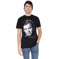 Star Trek Mens Captain Kirk Portrait T-Shirt - S, Black