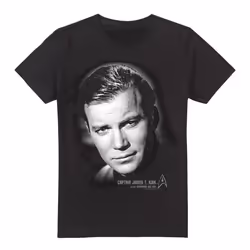 Star Trek Mens Captain Kirk Portrait T-Shirt - 3XL, Black