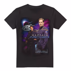 Star Trek Mens Captain Archer T-Shirt - XL, Black