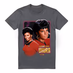 Star Trek Mens Uhura T-Shirt - L, Charcoal