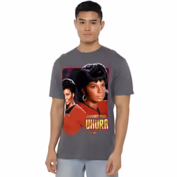 Star Trek Mens Uhura T-Shirt - L, Charcoal