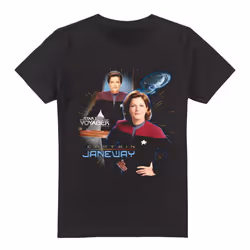 Star Trek Mens Janeway T-Shirt - XL, Black