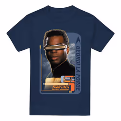 Star Trek Mens Geordi La Forge T-Shirt - XXL, Navy