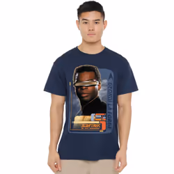Star Trek Mens Geordi La Forge T-Shirt - XXL, Navy