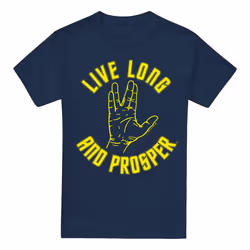 Star Trek Mens Live Long Hand T-Shirt - 4XL, Navy