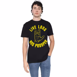 Star Trek Mens Live Long Hand T-Shirt - XXL, Black