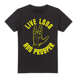 Star Trek Mens Live Long Hand T-Shirt - 4XL, Black