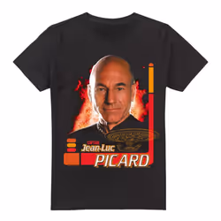 Star Trek Mens Jean-Luc Picard T-Shirt - XXL, Black