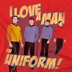 Star Trek Mens Man in Uniform T-Shirt - XXL, Red