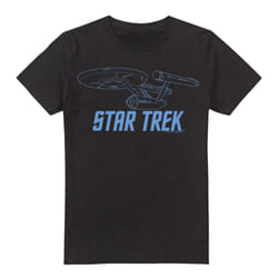 Star Trek Mens Enterprise Outline T-Shirt - M, Black