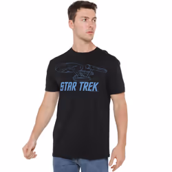 Star Trek Mens Enterprise Outline T-Shirt - M, Black