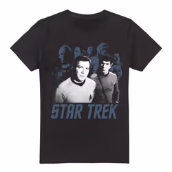 Star Trek Mens Kirk Spock & Company T-Shirt - L, Black