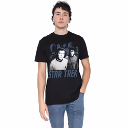Star Trek Mens Kirk Spock & Company T-Shirt - L, Black
