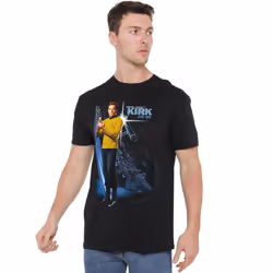 Star Trek Mens Galactic Captain Kirk T-Shirt - 4XL, Black