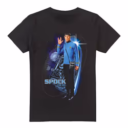 Star Trek Mens Galactic Spock T-Shirt - L, Black