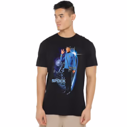 Star Trek Mens Galactic Spock T-Shirt - L, Black