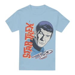 Star Trek Mens Spock Vintage T-Shirt - XXL, Light Blue