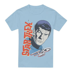 Star Trek Mens Spock Vintage T-Shirt - 3XL, Light Blue