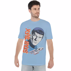 Star Trek Mens Spock Vintage T-Shirt - 3XL, Light Blue
