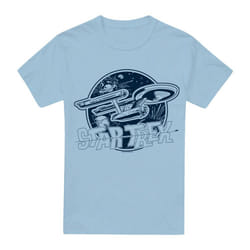 Star Trek Mens Enterprise Retro T-Shirt - L, Light Blue