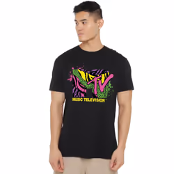 MTV Mens Animal Print Logo T-Shirt - 3XL, Black