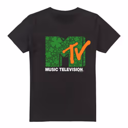 MTV Mens Shamrock Logo St Patricks Day T-Shirt - 5XL, Black