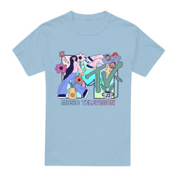 MTV Mens Groovy Icons T-Shirt - XL, Light Blue
