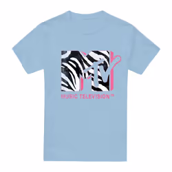 MTV Mens Pink Zebra T-Shirt - XL, Light Blue
