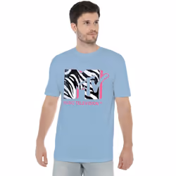 MTV Mens Pink Zebra T-Shirt - XL, Light Blue