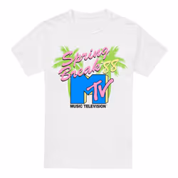 MTV Mens Spring Break Neon Palm Trees T-Shirt - L, White