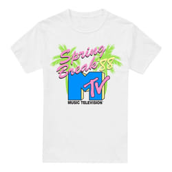 MTV Mens Spring Break Neon Palm Trees T-Shirt - S, White