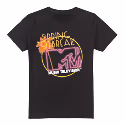 MTV Mens Spring Break '91 Neon Sign T-Shirt - XXL, Black
