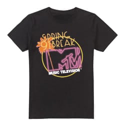 MTV Mens Spring Break '91 Neon Sign T-Shirt - XXL, Black