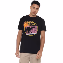 MTV Mens Spring Break '91 Neon Sign T-Shirt - XXL, Black
