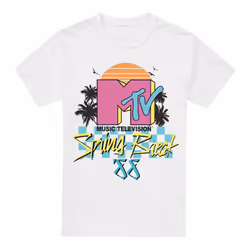 MTV Mens Spring Break Checkerboard T-Shirt - M, White