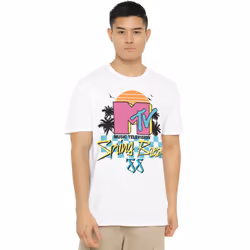 MTV Mens Spring Break Checkerboard T-Shirt - M, White