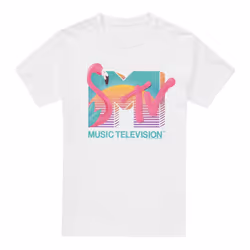MTV Mens Flamingo Logo T-Shirt - L, White