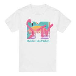 MTV Mens Flamingo Logo T-Shirt - L, White