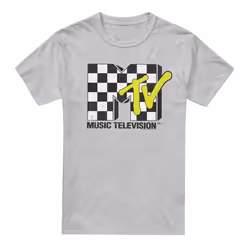 MTV Mens Checkerboard Logo T-Shirt - L, Sport Heather