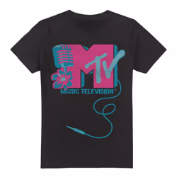 MTV Mens Microphone Logo T-Shirt - S, Black