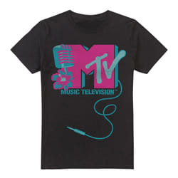 MTV Mens Microphone Logo T-Shirt - 3XL, Black