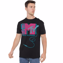 MTV Mens Microphone Logo T-Shirt - 3XL, Black