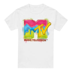 MTV Mens Paint Logo T-Shirt - 5XL, White
