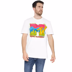 MTV Mens Paint Logo T-Shirt - 5XL, White