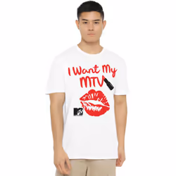 MTV Mens Written In Lipstick T-Shirt - XL, White