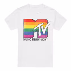 MTV Mens Pride Rainbow Logo T-Shirt - M, White