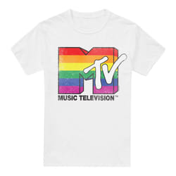 MTV Mens Pride Rainbow Logo T-Shirt - M, White