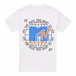 MTV Mens 1981 Globe T-Shirt - XXL, White