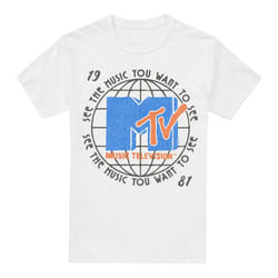MTV Mens 1981 Globe T-Shirt - XXL, White